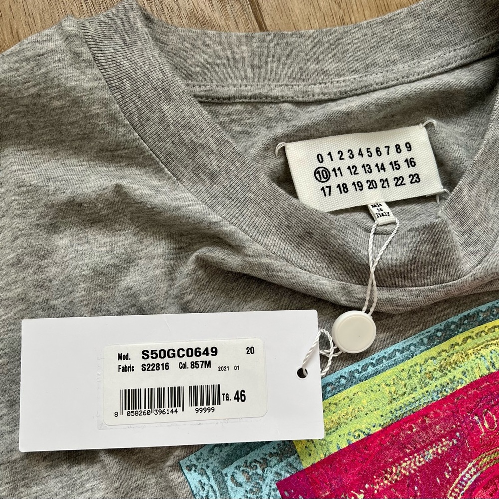 Maison Margiela S50GC0649 Frame Print Short Sleeve Shirt Gray/pink size IT 46 - Picture 3 of 5